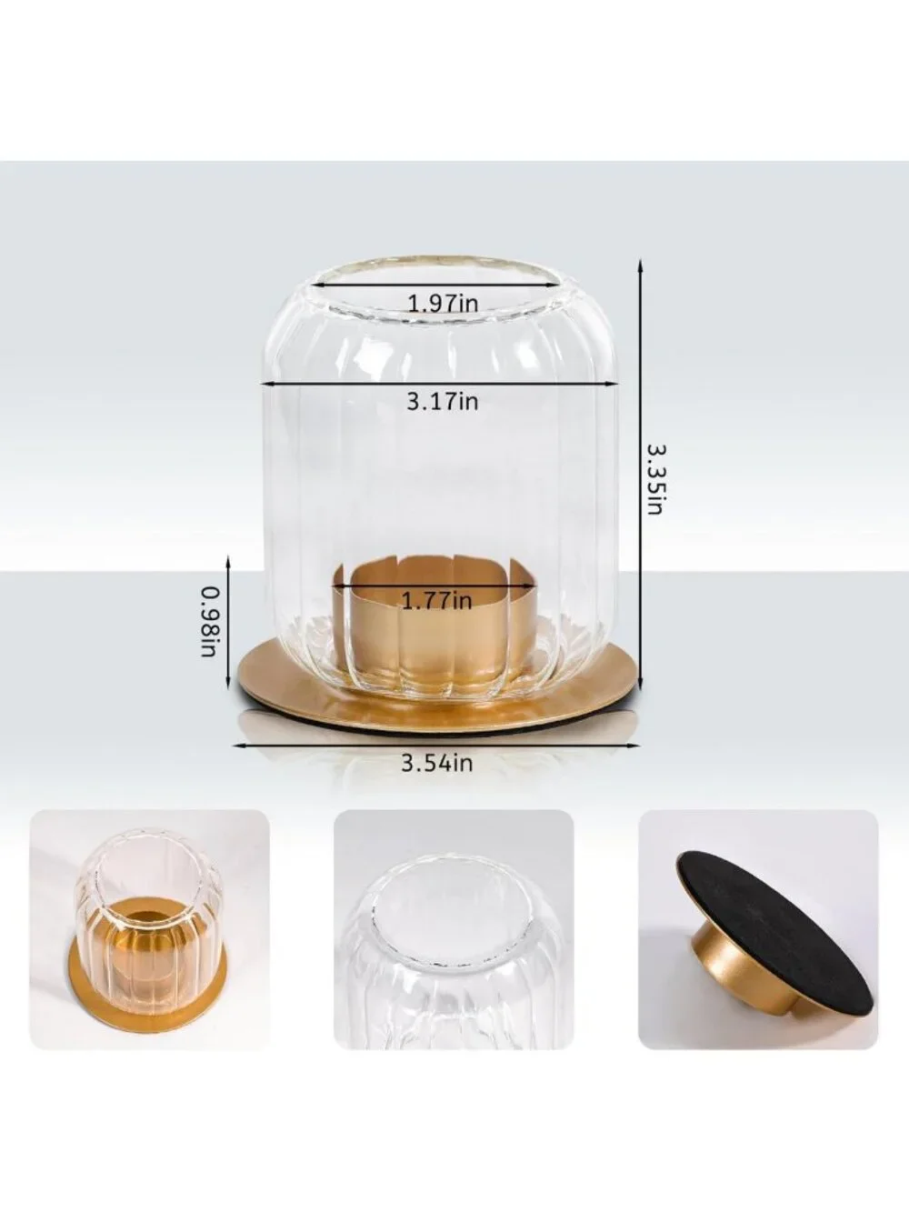 Set of 2 Lantern Style Tealight Candle Holders - Clear Glass & Metal Base